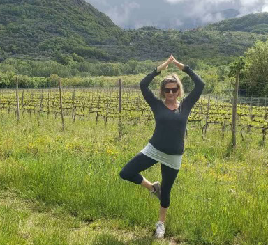 Fran Albrecht doing yoga