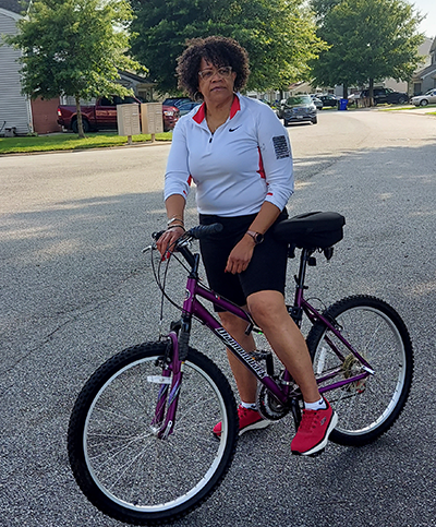 Patricia Faison on her bike